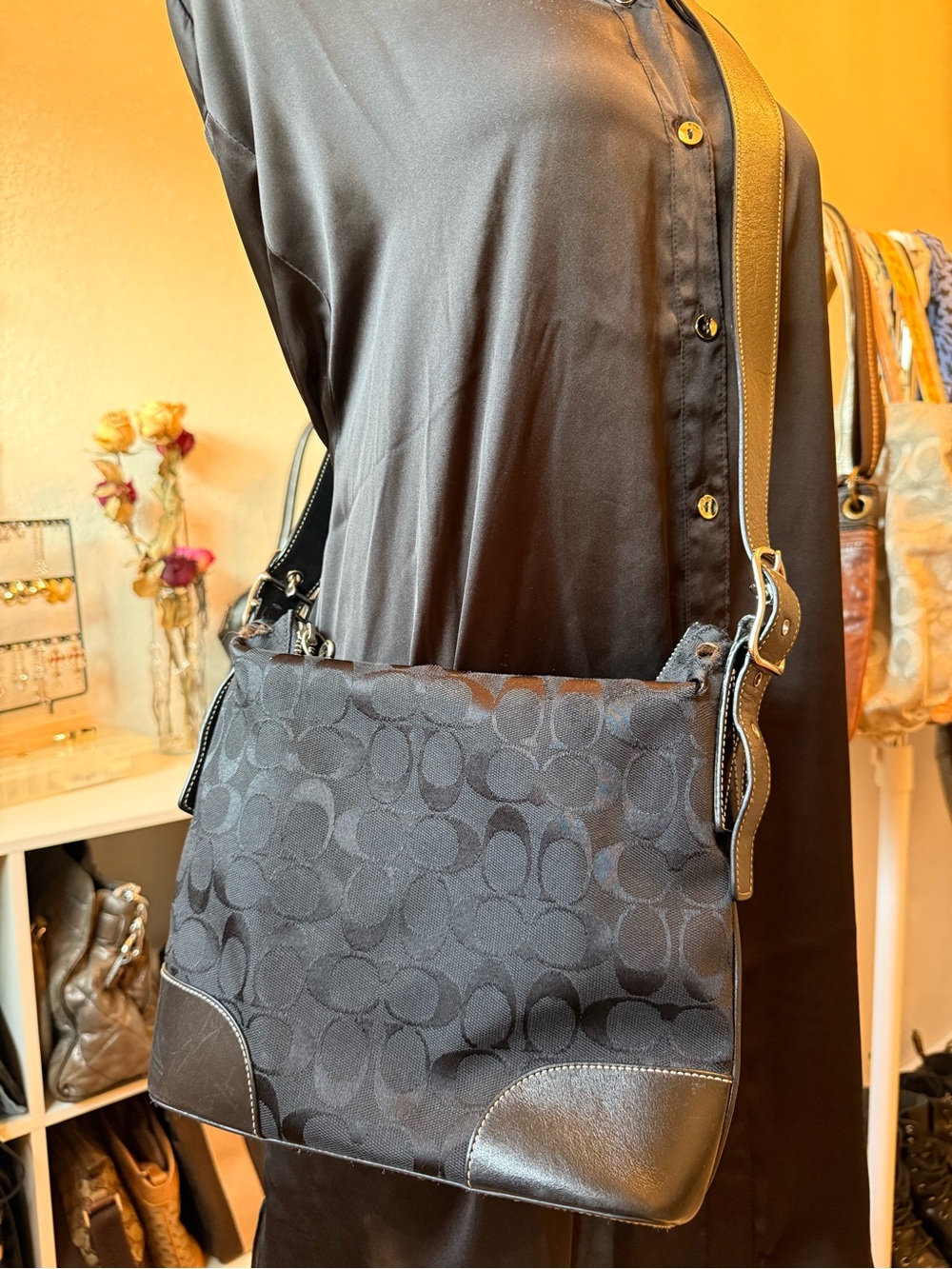 Coach Black Signature Canvas and Leather Crossbody SEE PHOTOS